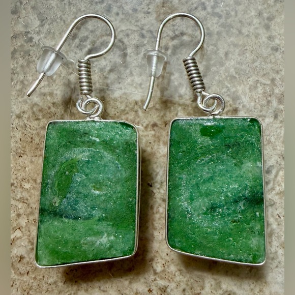 Ruby Zoisite Drop Earrings Set in .925 Sterling Silver_Handcrafted in USA - Picture 2 of 4